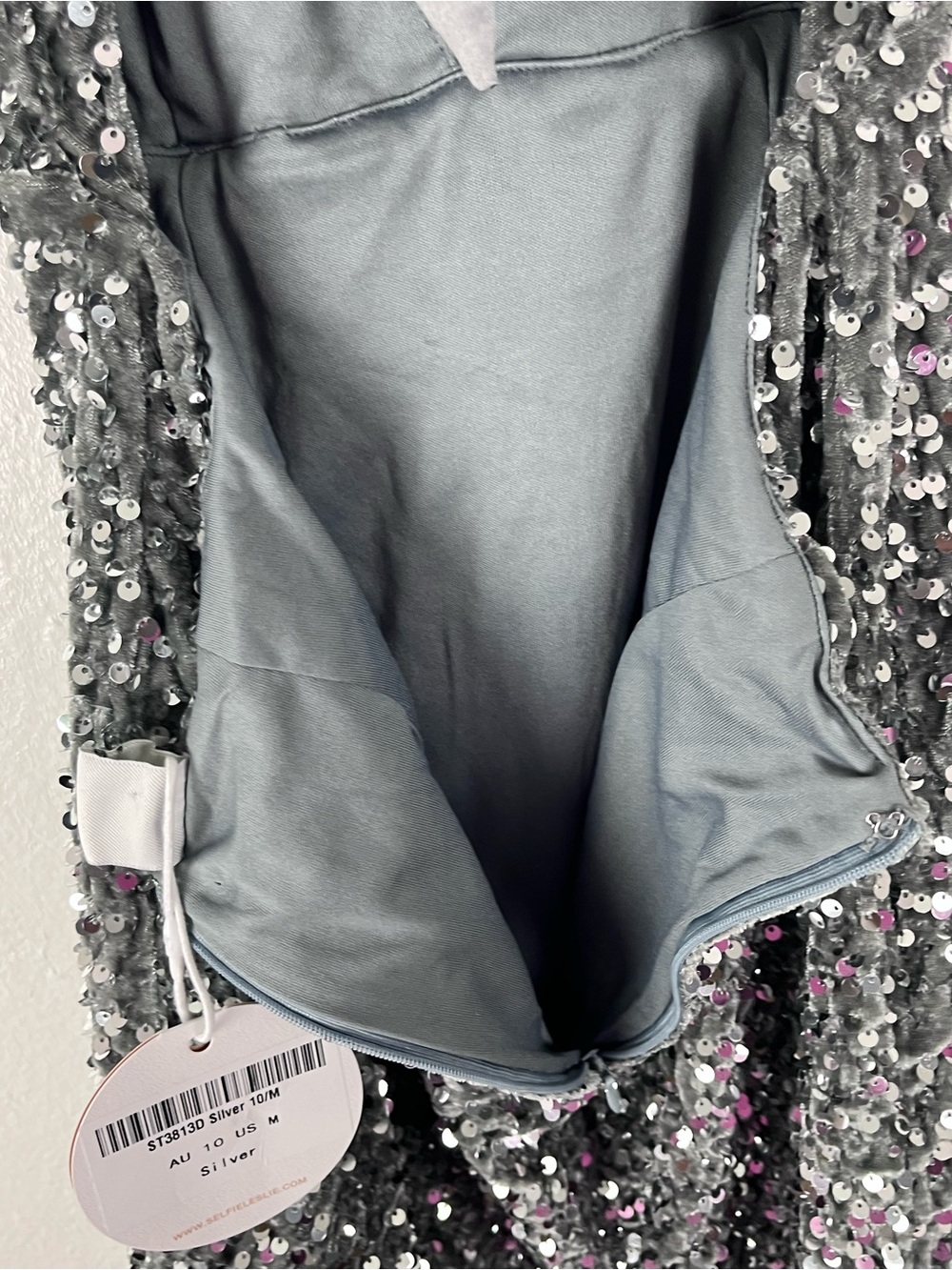 SELFIE LESLIE Gray Sequins Halter Top Low Back Mini Dress Medium Party Date Boho - Picture 5 of 11